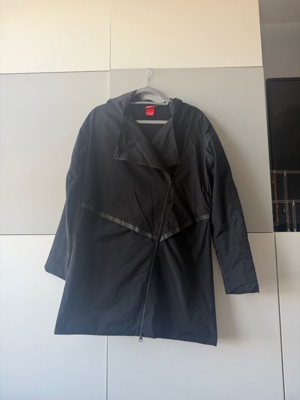 Nike Black Hooded Asymmetrical Trench Coat